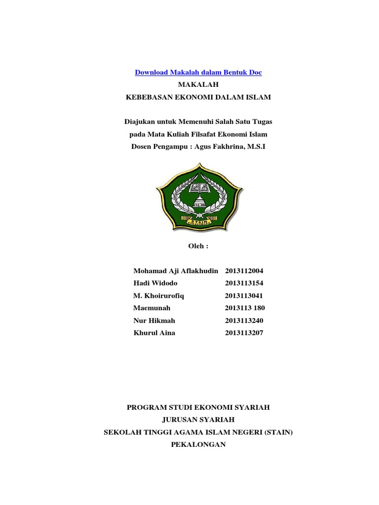 Makalah Filsafat Ekonomi Islam