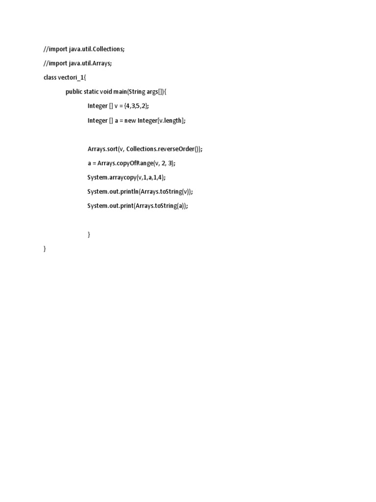 Sortarea Unui Vector in Java | PDF