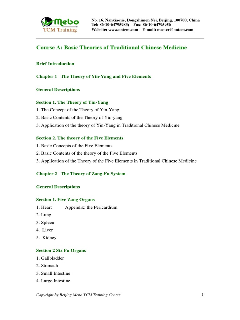 TCM 1 | PDF | Traditional Chinese Medicine | Yin And Yang