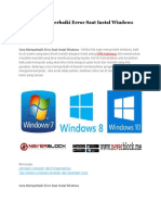 Cara Memperbaiki Error Saat Instal Windows