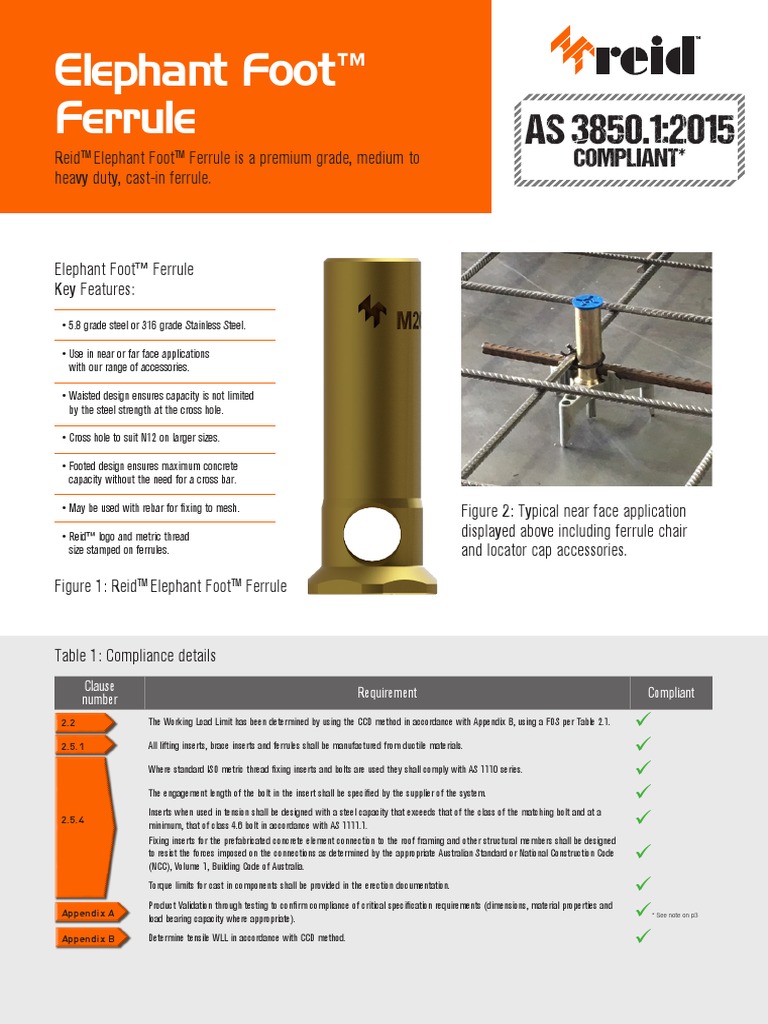 Reid™ Elephant Foot™ Ferrule AS 3850_2015 compliance Iso 9000 Screw