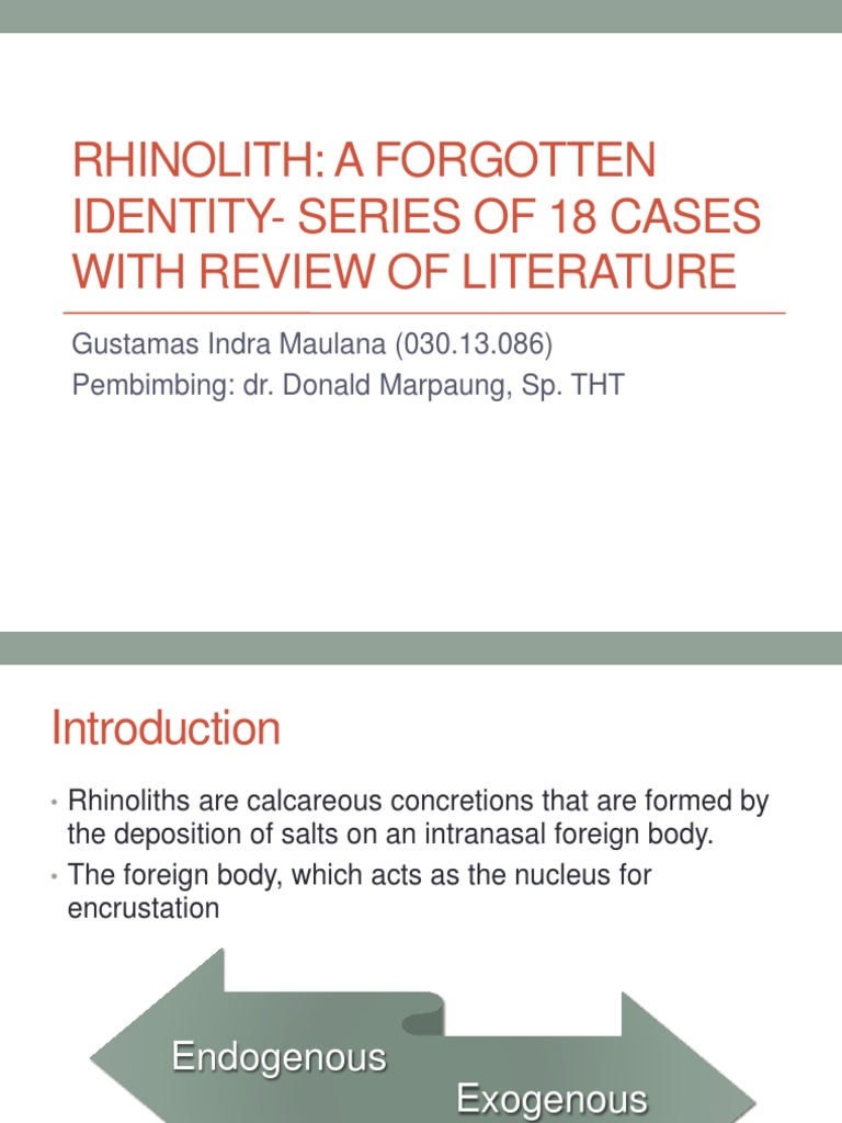 RHINOLITH: A FORGOTTEN IDENTITY | PDF | Medical Specialties | Clinical ...