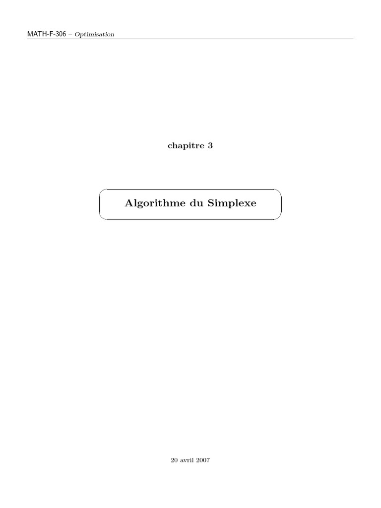 Algorithme du Simplexe en Optimisation | PDF | Optimisation linéaire ...