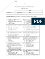 Prueba Bimestral Ciencias Naturales Segundo Básico