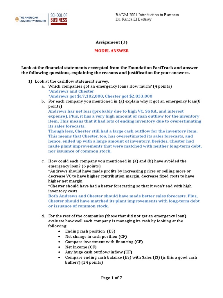 Model Answer Assignment 3 | PDF | Leverage (Finance) | Debt