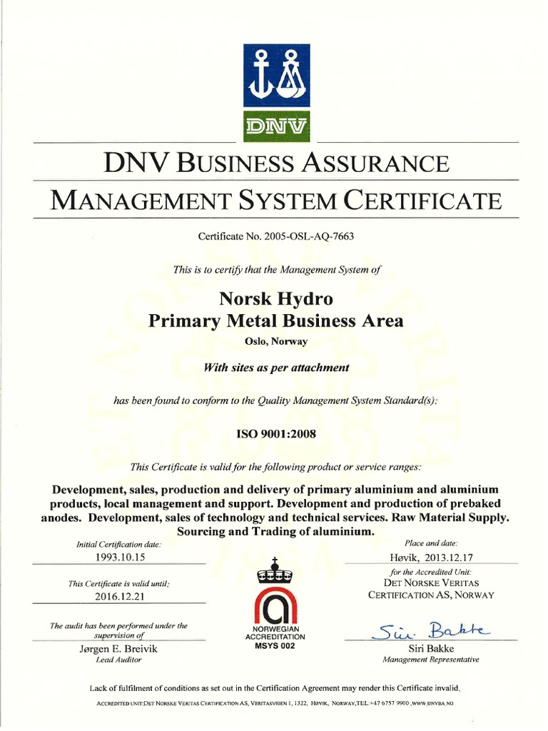 Hydro Iso 9001 2008 131221 PDF