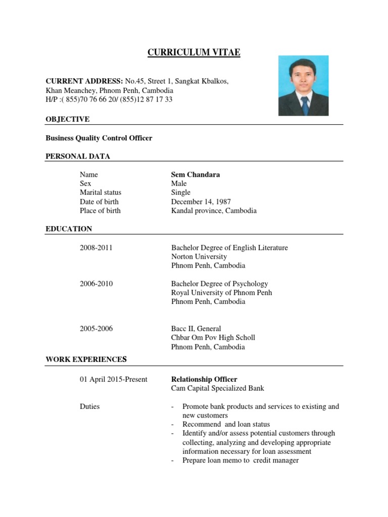 C V  PDF  Phnom Penh  Cambodia