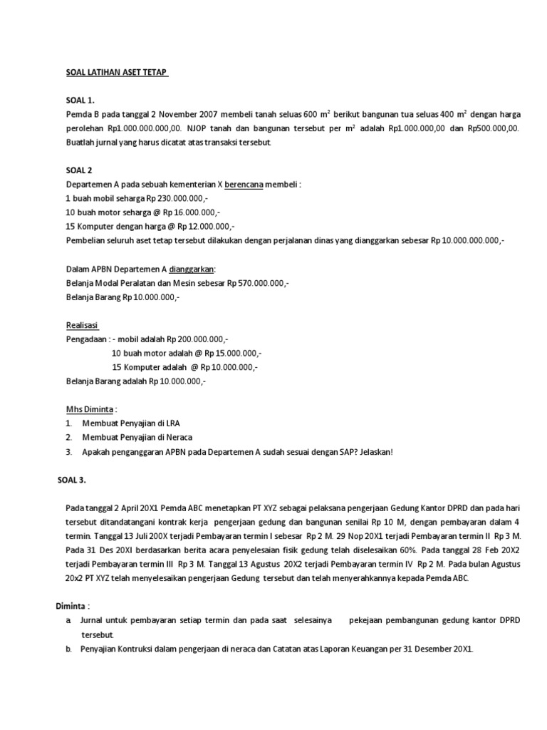 Latihan Aset Tetap | PDF