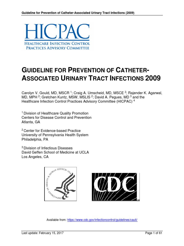 Prevention of Catheter Associated Urinary Tract Infections Urinary