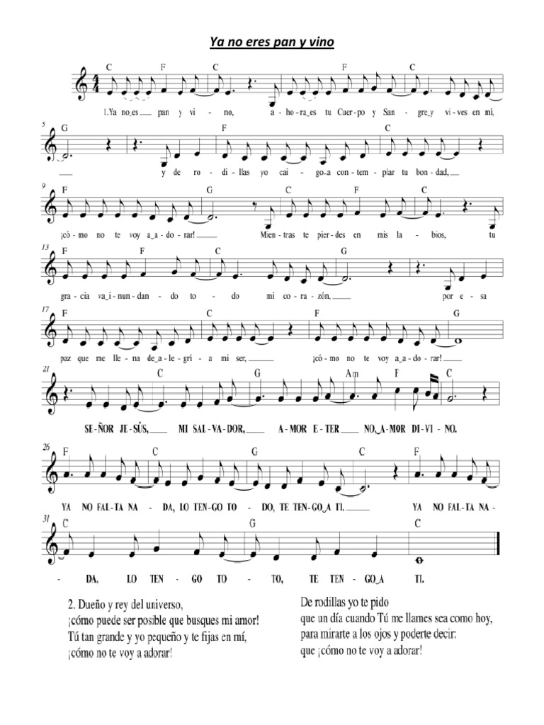 Ya No Eres Pan y Vino-PARTITURA