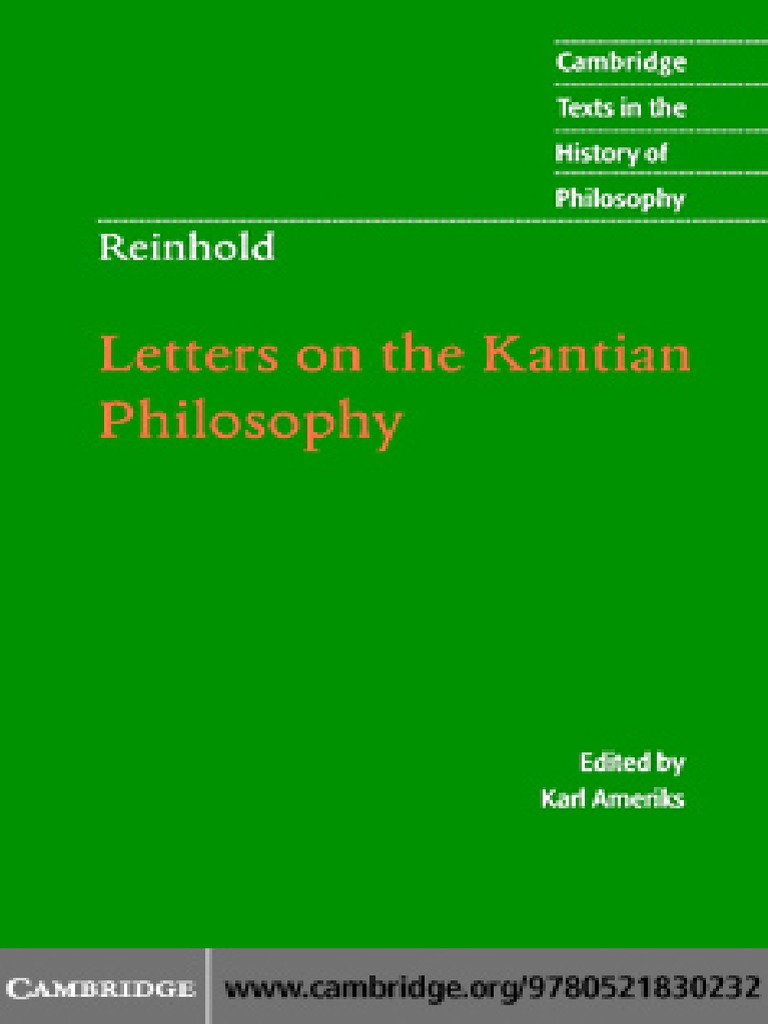 Letters On The Kantian Philosophy (Cambridge Texts in The History of ...