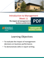 Introduction To Management Week 11: The Impact of Management Decisions On Business Performance