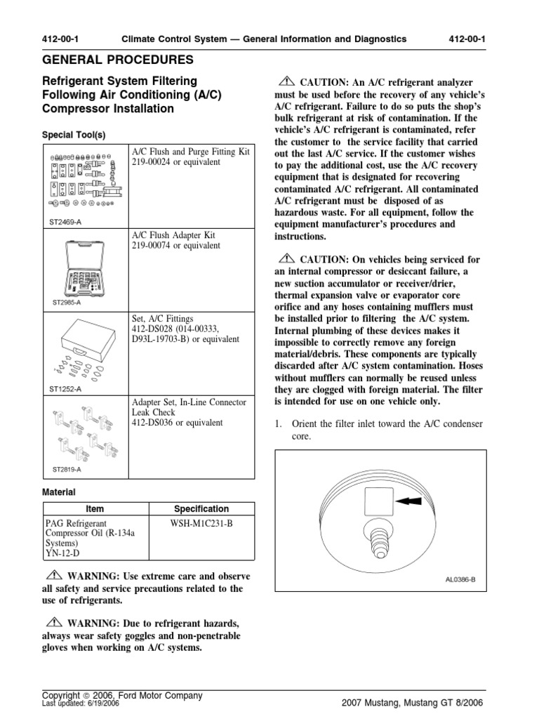 General Procedures Refrigerant System Filtering Following Air