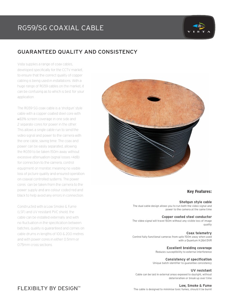 RG59 SG Datasheet Coaxial Cable Electronics