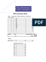 GPA Calculator Sheet: Class Grade Units GPV (From Chart Below) Grade Points