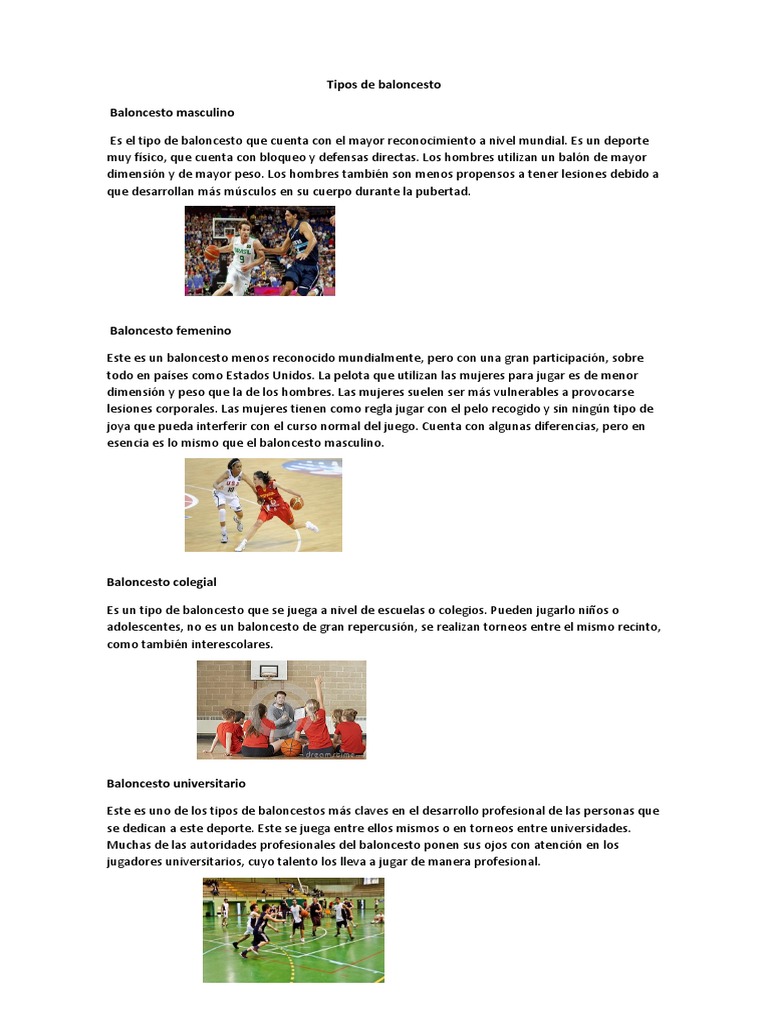 Tipos de Baloncesto | PDF | Deportes | Ocio