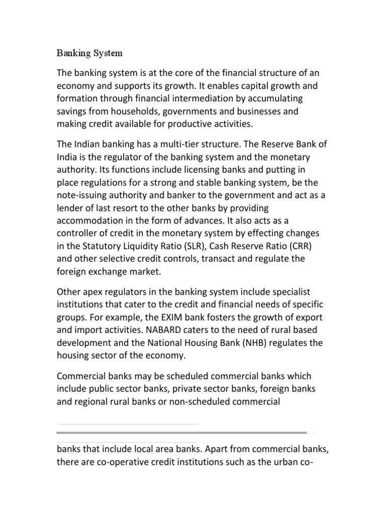Overview of the Banking System | PDF | Reserve Bank Of India | Banks