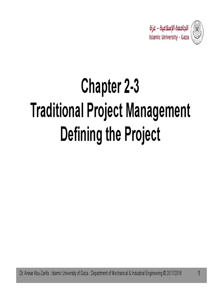 Chapter 2-3 Traditional Project Management Defining The Project | PDF ...
