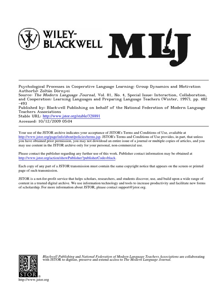 Cooperative Language Learning PDF | PDF | Motivation | Motivational