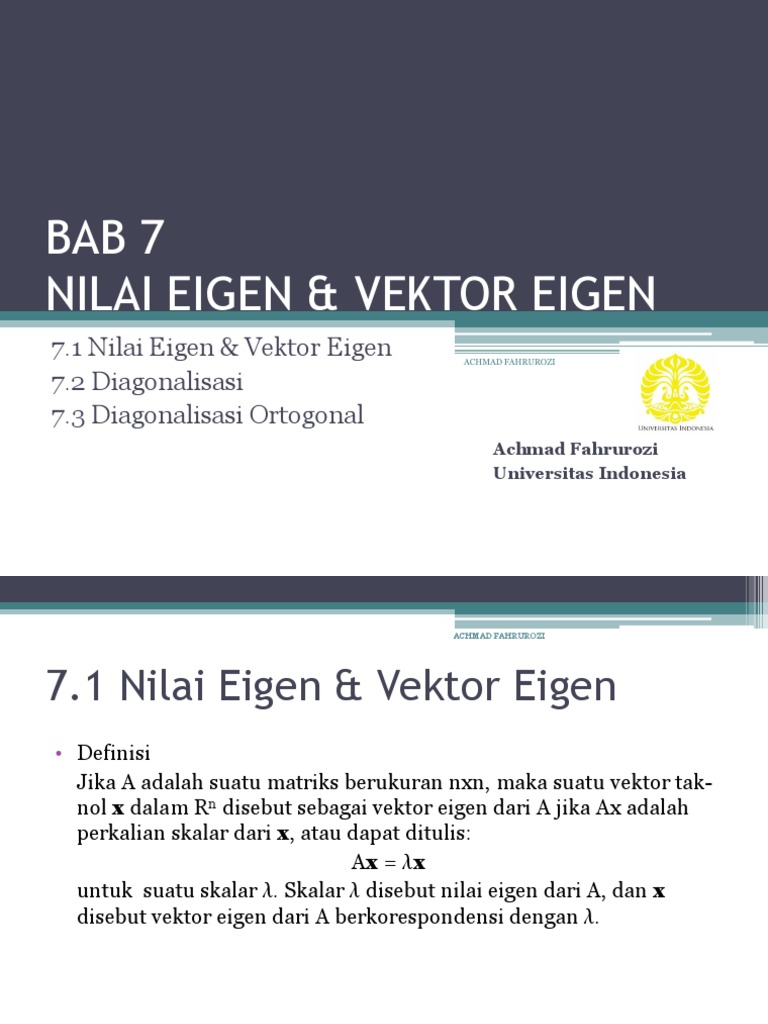 Nilai dan Vektor Eigen dalam Matematika | PDF