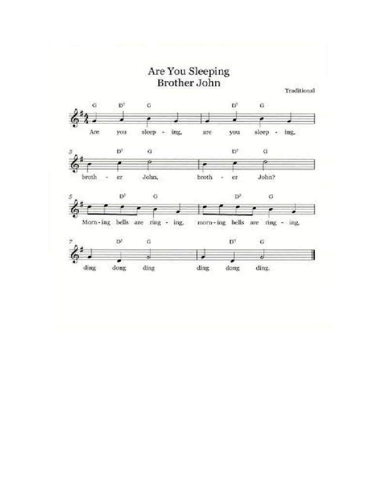 Not Angka Lagu Are You Sleeping Brother John - Koleksi Not Angka