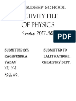 Amardeep School Activity File of Physics Session 2017-18: Xii Sci Roll No