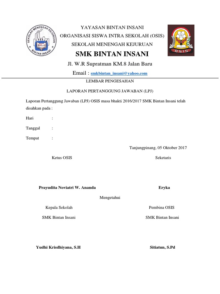 Contoh Laporan Pertanggungjawaban Anisasi Osis Nusagates