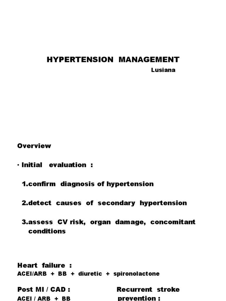 Hypertension Management-1 | PDF | Hypertension | Heart Failure