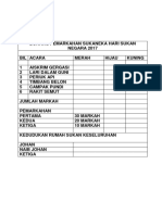 Borang Pemarkahan Sukaneka Hari Sukan Negara 2017