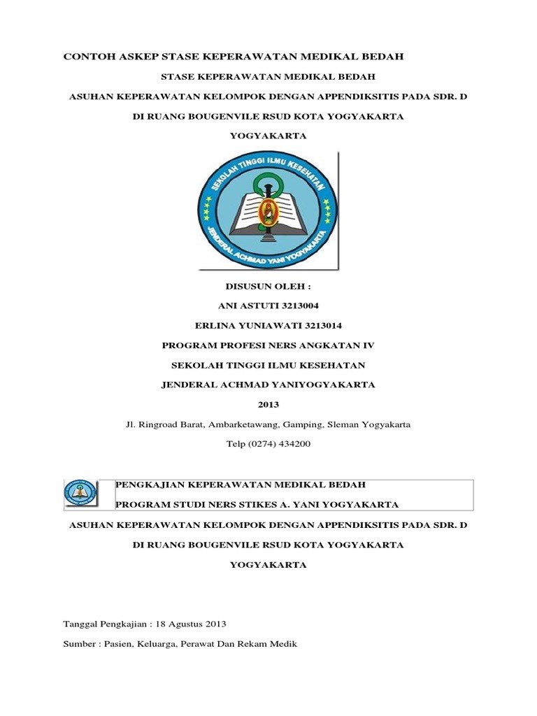 Contoh Askep Stase Keperawatan Medikal Bedah