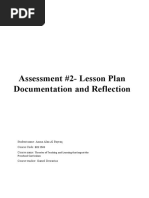 Assessment #2-Lesson Plan Documentation and Reflection