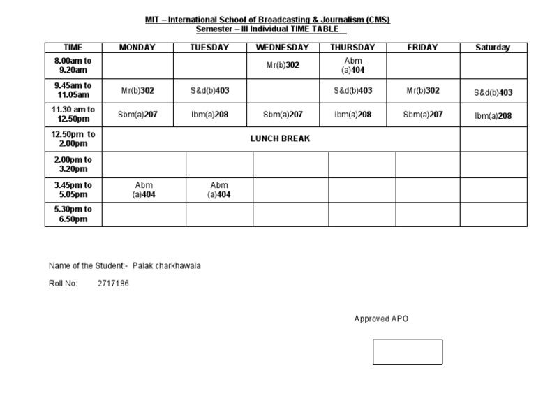 Time Table | PDF