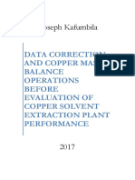 Data Correction and Copper Mass Balance Before Evaluation of Copper Solvent Extraction Performance