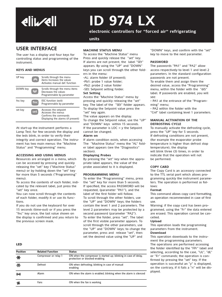 Eliwell id 974 manual