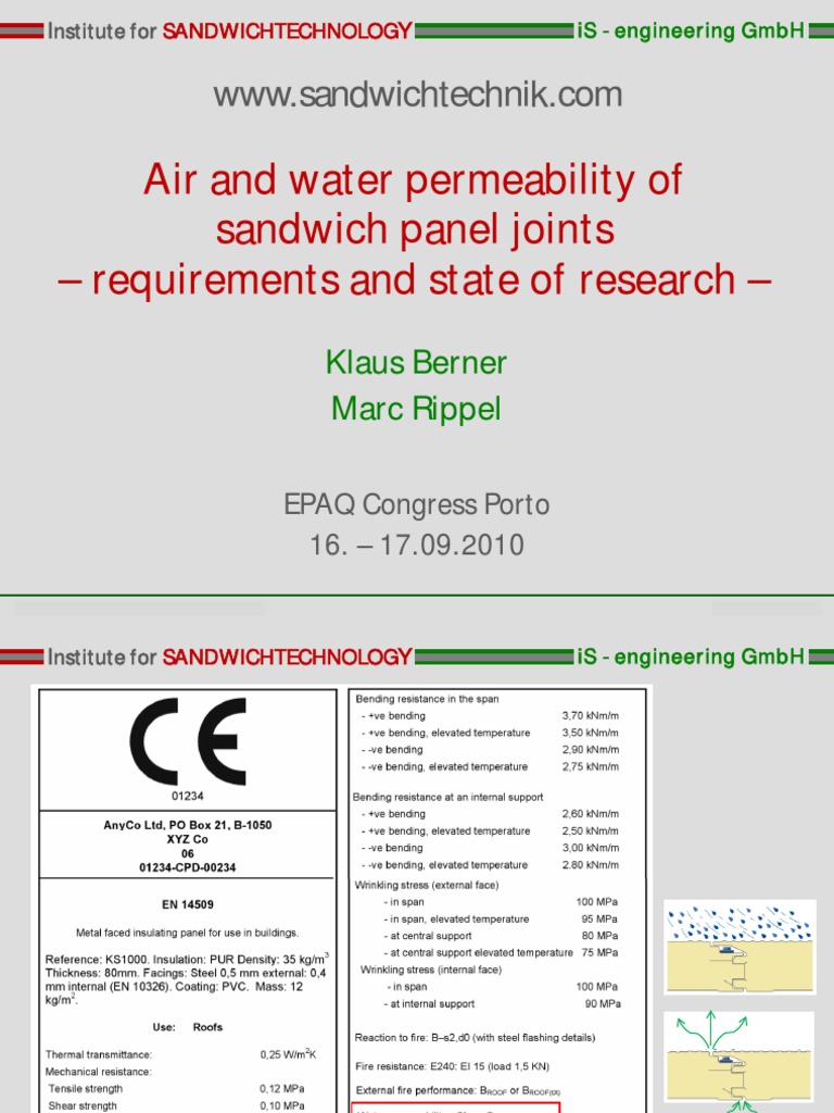 Air and Water Permeability of Sandwich Panel Joints | PDF | Fluid ...