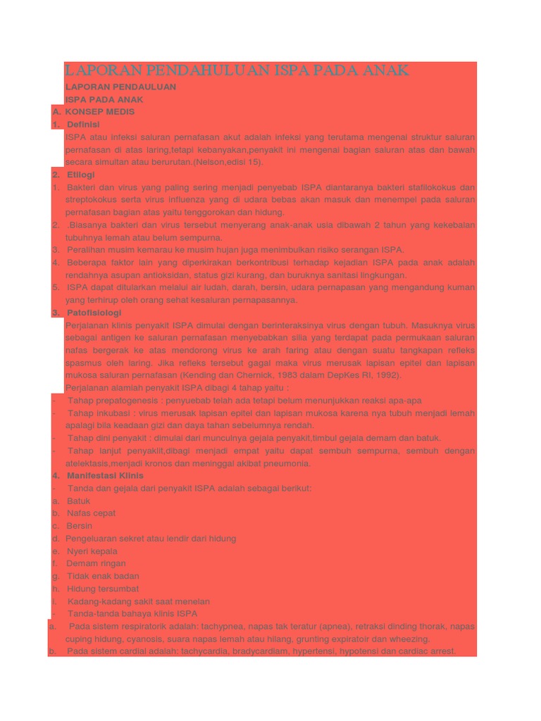 Laporan Pendahuluan Ispa Pada Anak Laporan Pendahuluan Ispa Pada Anak