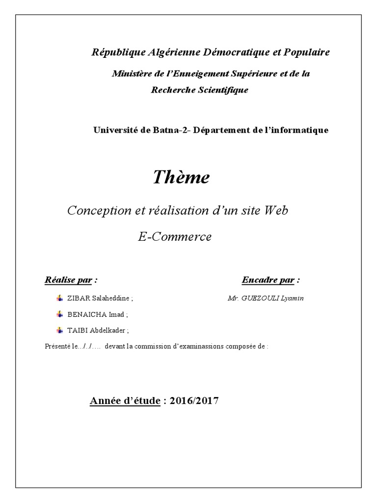 Memoir Fin D'etude E-Commerce | PDF | Sites web | Internet
