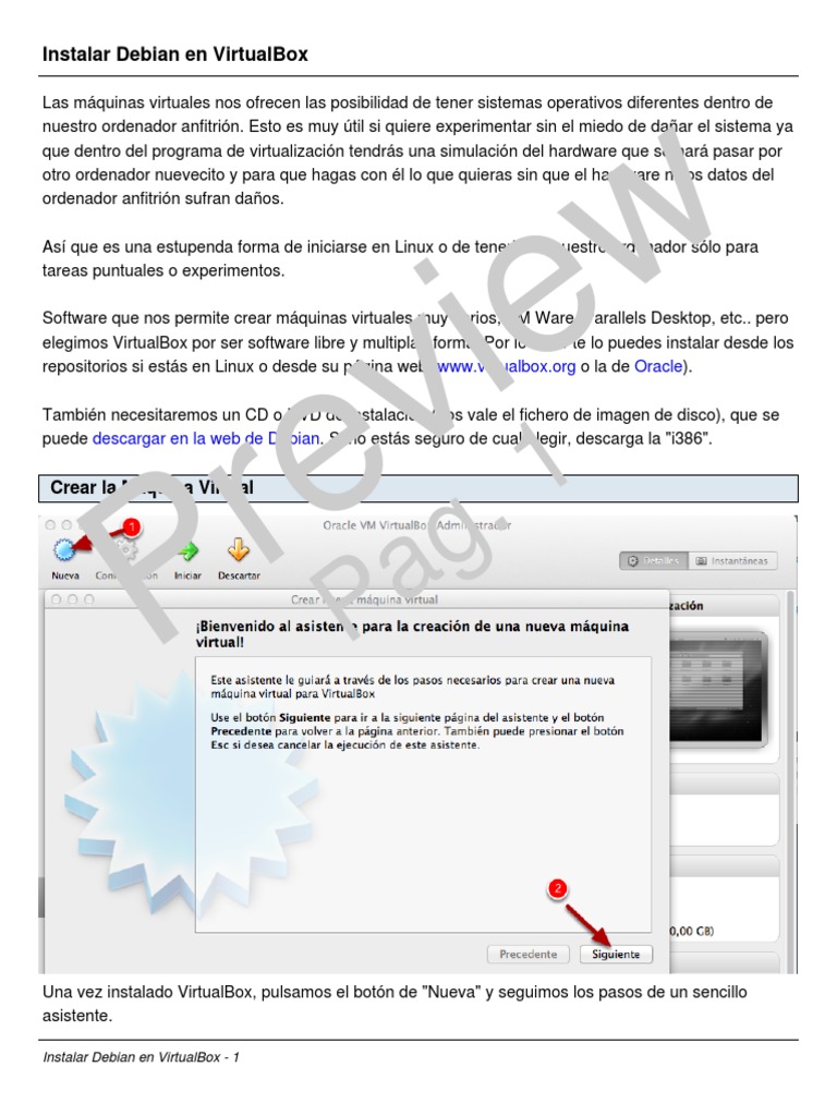 Instalar Debian en Virtualbox | PDF | Virtualización | Máquina virtual
