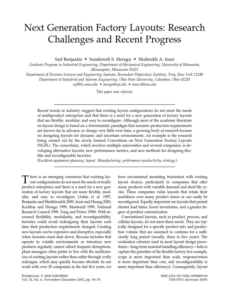 Next-Gen Factory Layouts: Challenges & Progress | PDF | Warehouse ...