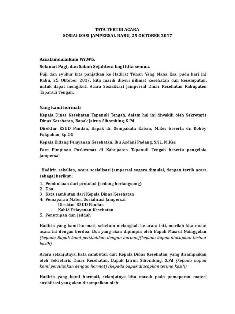 Tata Tertib Acara Sosialisasi