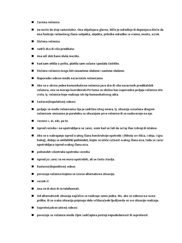 Zavisna Rečenica | PDF