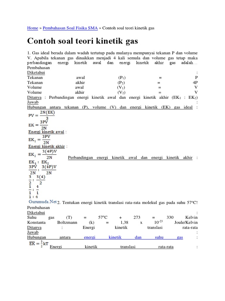 Contoh Soal Gas Ideal