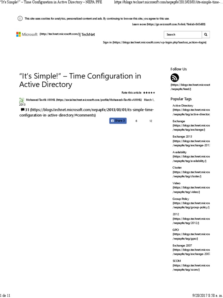 It S Simple Time Configuration In Active Directory Nepa Pfe Group Policy Microsoft Software