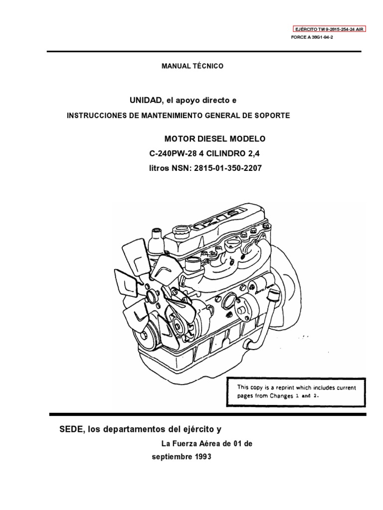 Manual Motor Diesel ISUZU C240 PW28 en Español Tecnología de