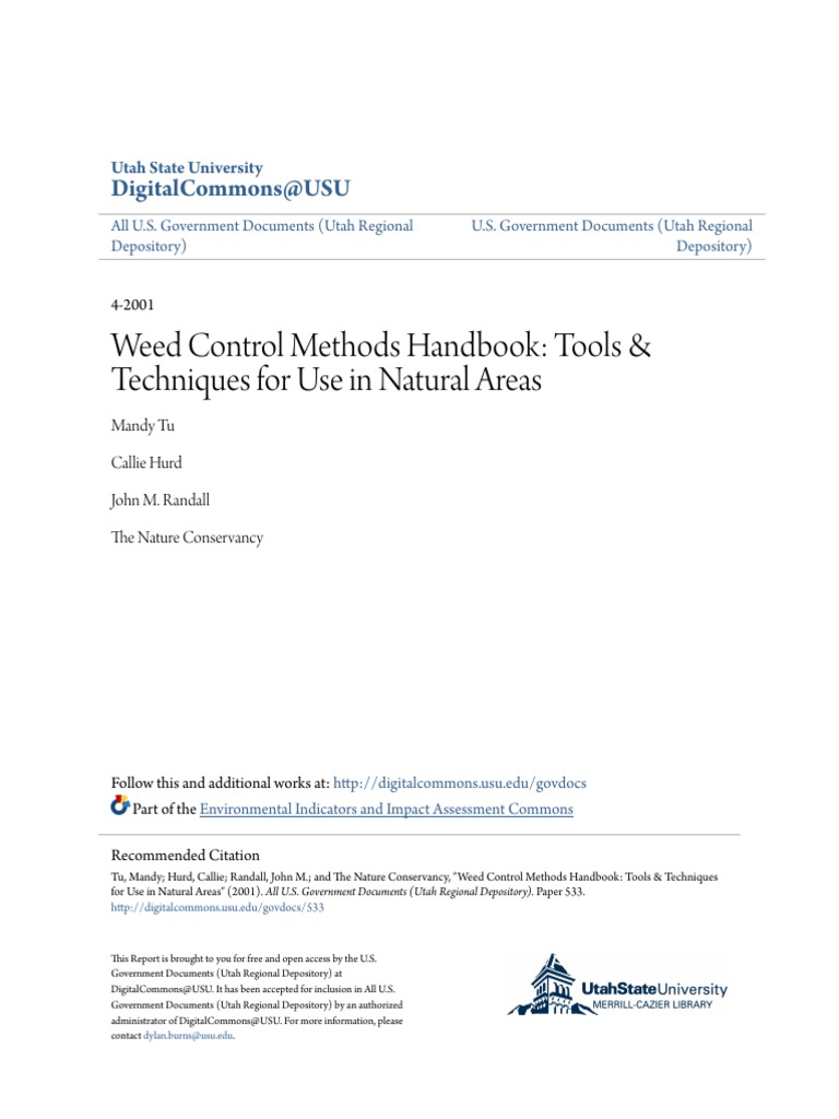 Weed Control Methods Handbook Tools & Techniques For Use in Natu