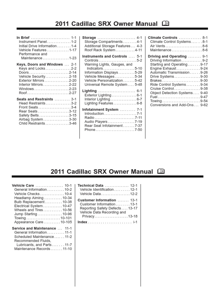 2016 CADILLAC SRX OWNERS MANUAL PDF visual data 4