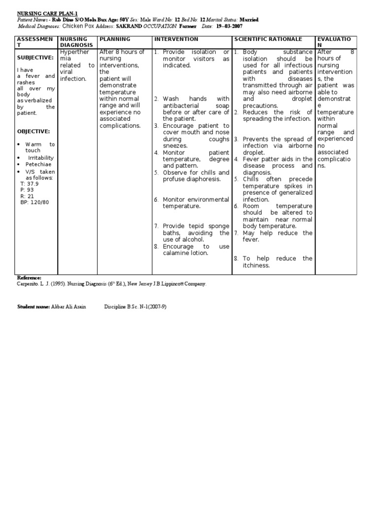 Chicken Pox N C P BY BHERU LAL | PDF | Infection | Nursing
