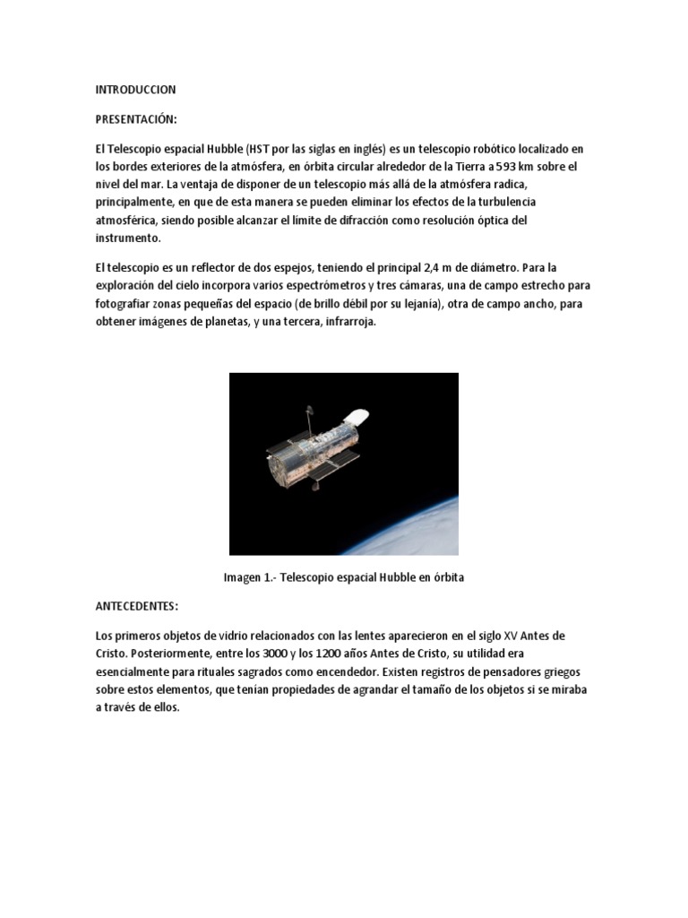 INTRODUCCION Lentes | PDF | telescopio espacial Hubble | Telescopio