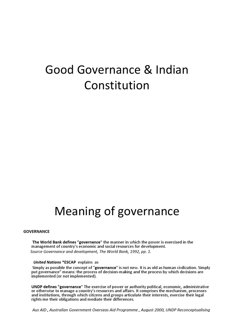 Good Governance in Indian Constitution | PDF | Governance | Good Governance