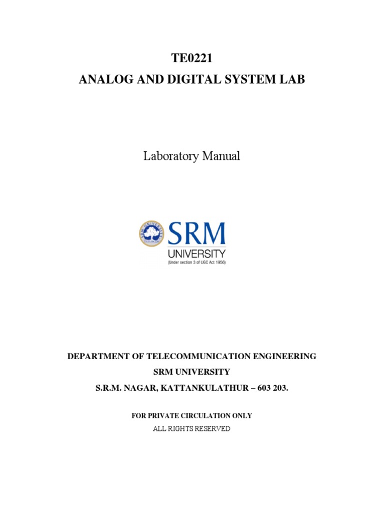 Analog & Digital Systems Lab Manual | PDF | Amplifier | Operational ...